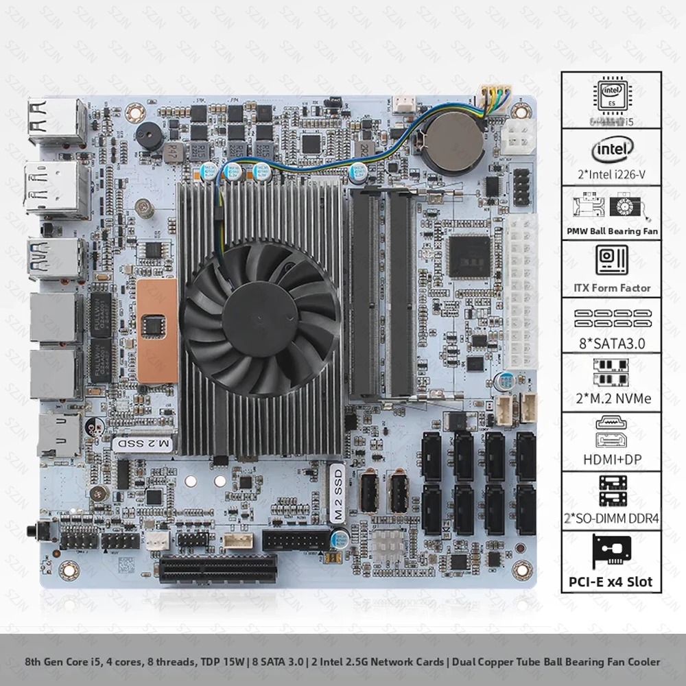 I5-8265U ES 8 SATA NAS moederb - Mini Itx Dual 2.5G Nas Motherboard recensie en prijs