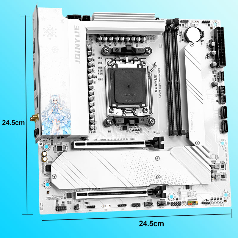 JGINYUE B650M Sneeuw Droom WIF - Am5 Micro Atx Pcie 5.0 Motherboard recensie en prijs
