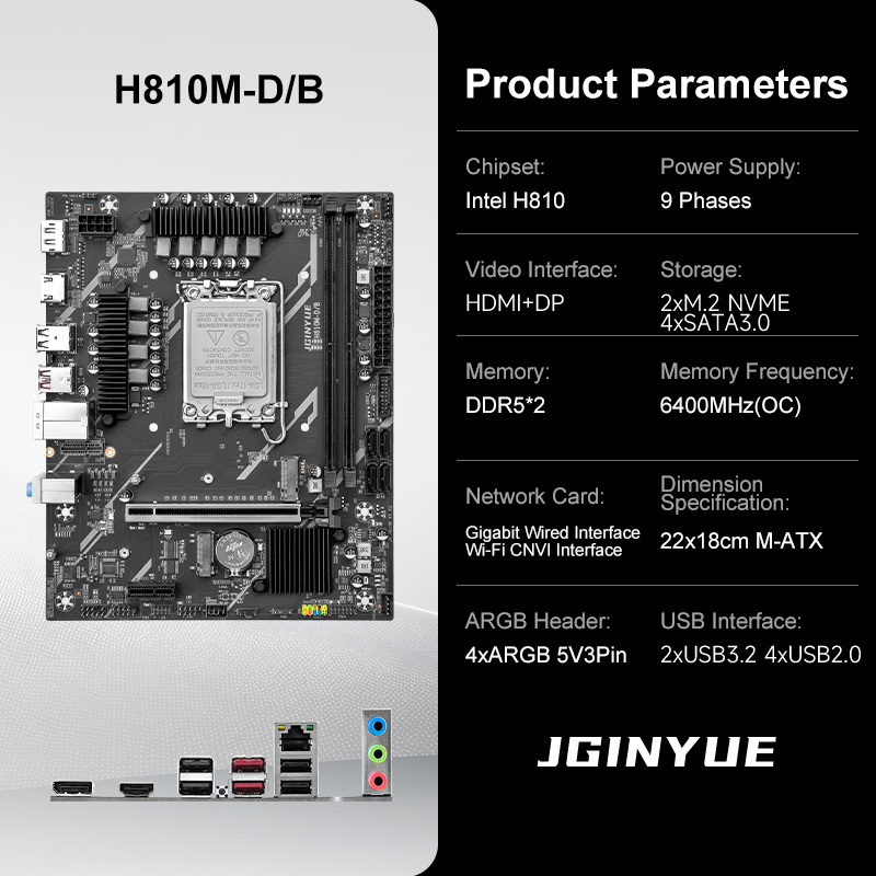 JGINYUE H810M-D/B M-ATX Gaming - Lga1851 Gaming Motherboard recensie en prijs