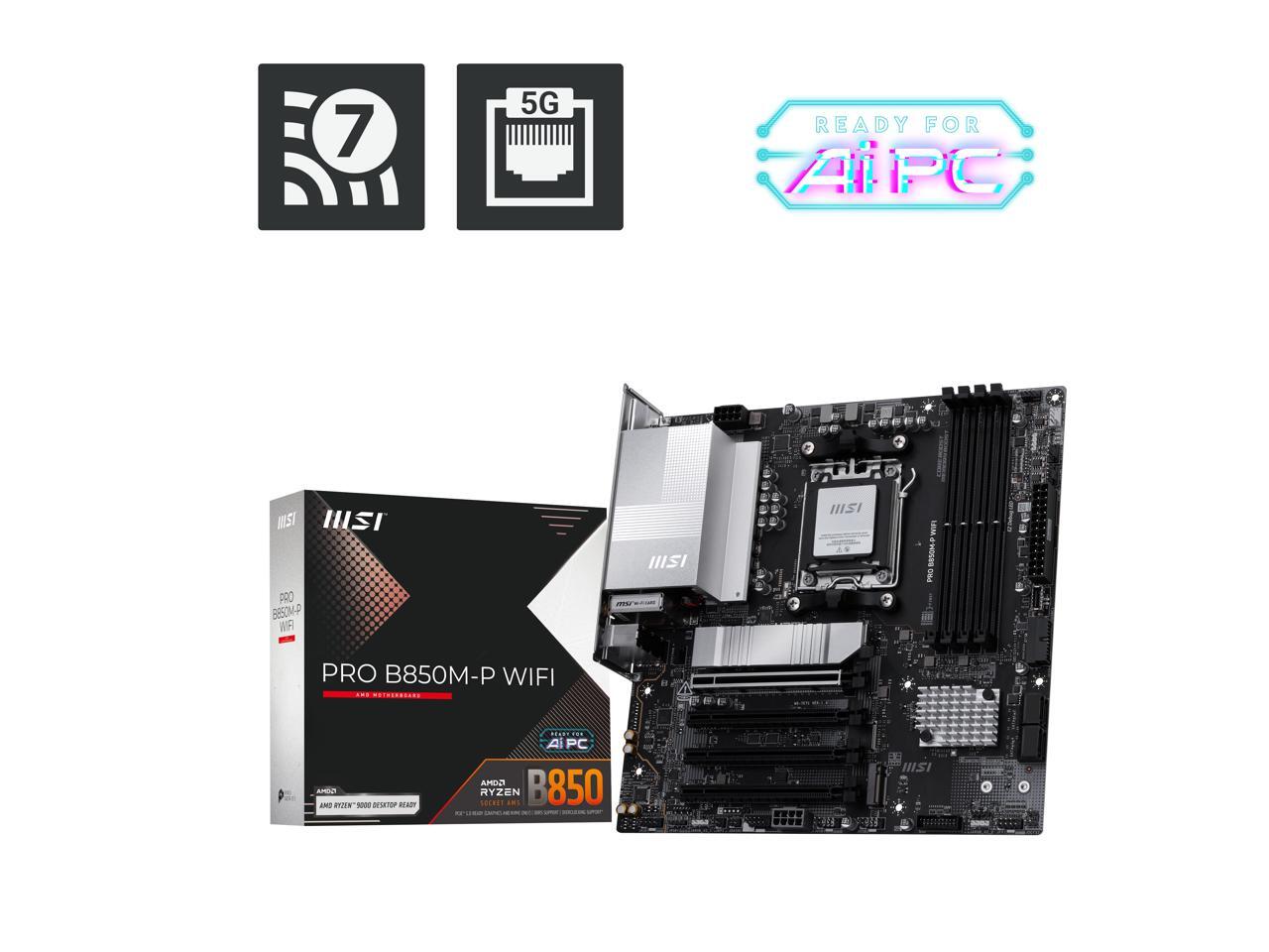 MSI PRO B850M-P WIFI AM5 AMD B - Am5 Micro Atx Pcie 5.0 Motherboard recensie en prijs